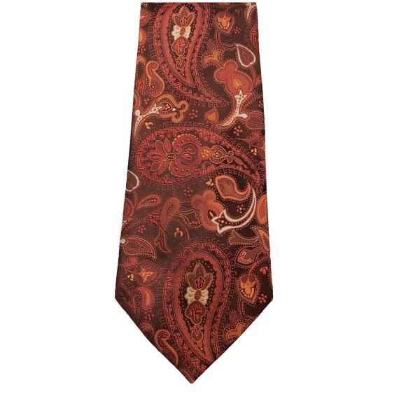 Geoffrey Beene 100% Silk Tie Paisley Red Business Career Formal - Picture 1 of 4